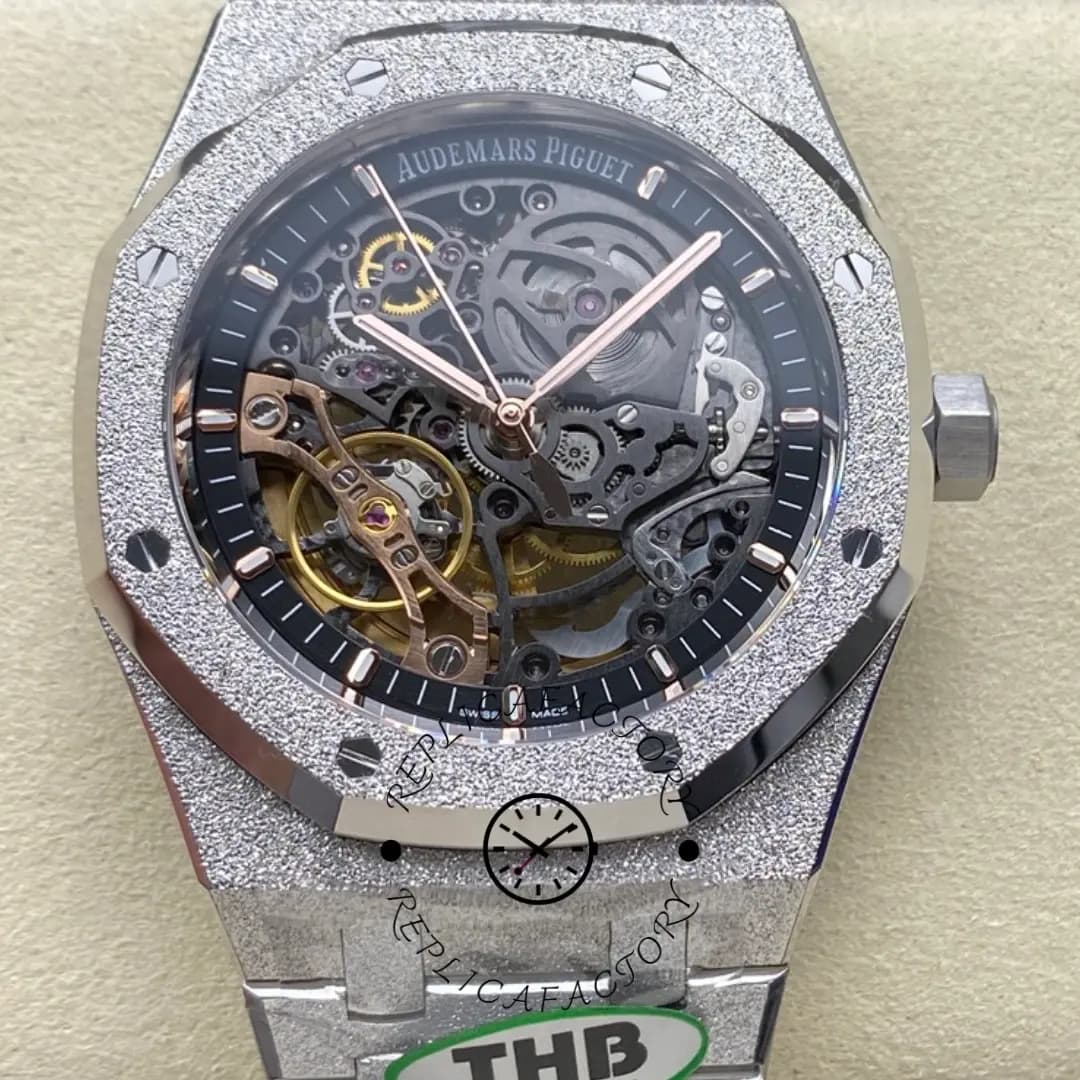 AP Royal Oak Double Balance Wheel Openworked 1:1 Clone Frosted 15407BC.GG.1224BC.01 — view 1