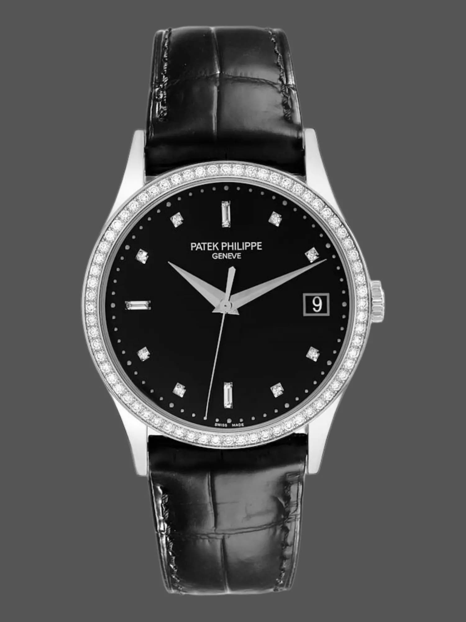 Patek Philippe Calatrava 38MM Diamond-Set Black Dial 5297G-001 1:1 Clone — view 1