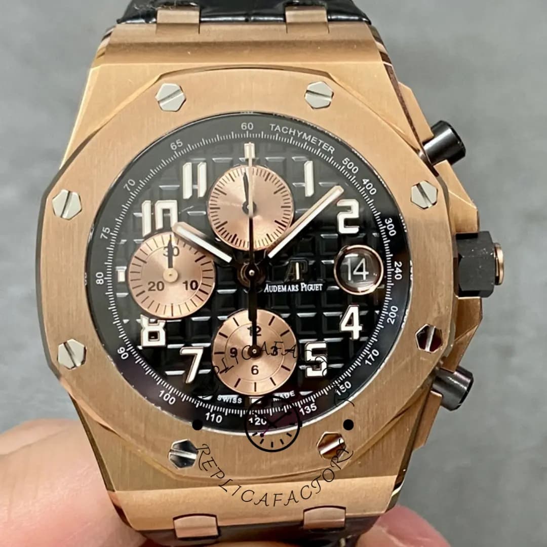 AP 26470OR.OO.A002CR.02 Replica Royal Oak Offshore 42 Black Mega Tapisserie Dial — view 1