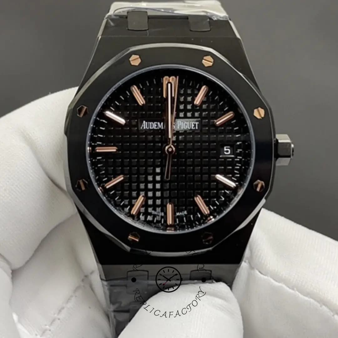 AP Royal Oak 77350CE.OO.1266CE.03.A Selfwinding 34 Replica Black Ceramic Bracelet — view 1
