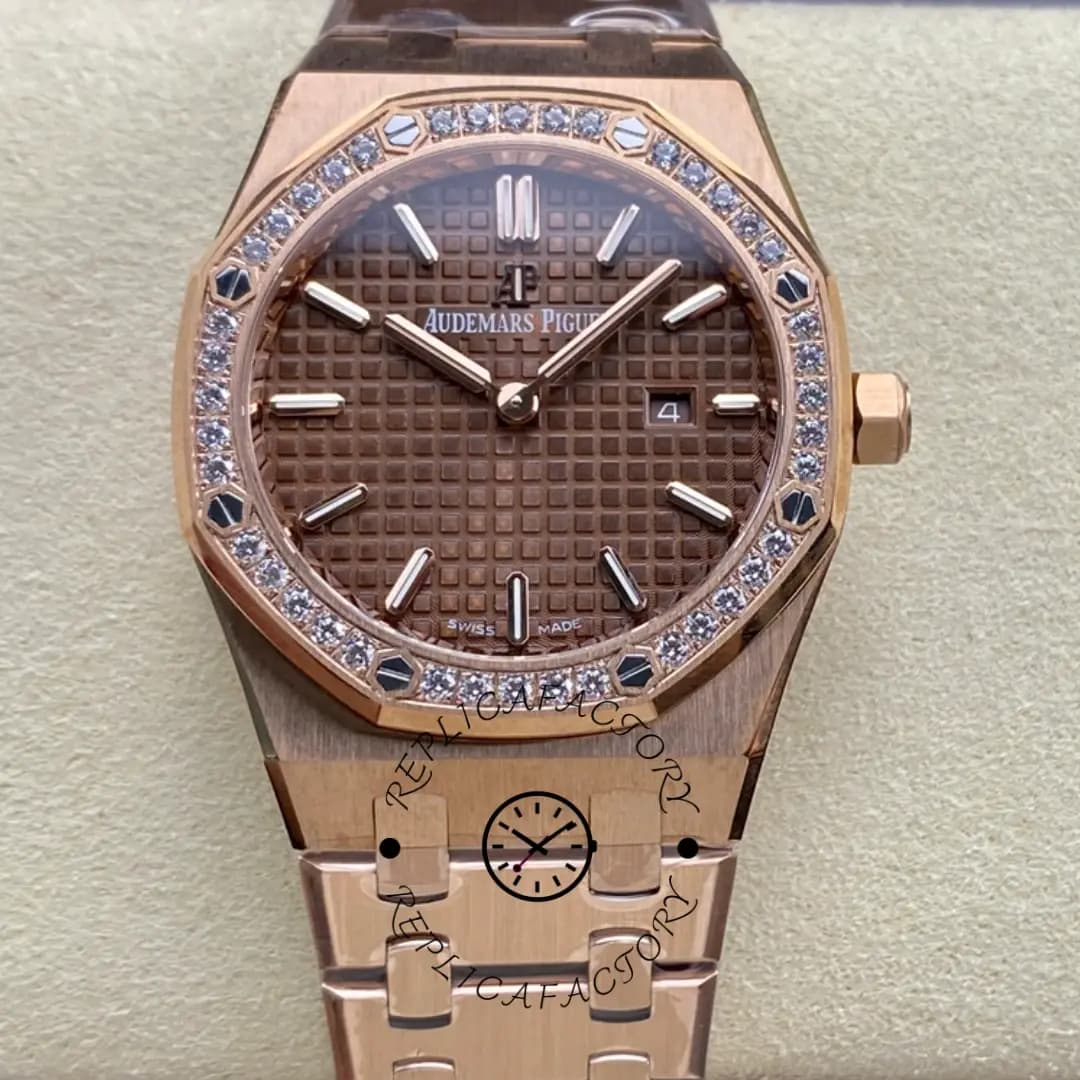 AP Royal Oak 67651OR.ZZ.1261OR.01 Brown Dial 1:1 Clone Quartz Diamond-Set — view 1