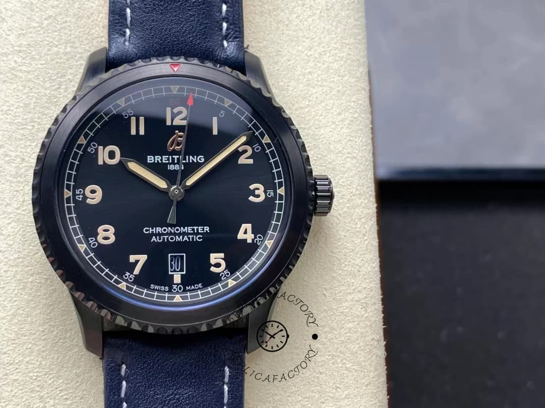 Navitimer Aviator 8 M17314101B1X1 Replica Automatic 41mm Blue Leather Strap — view 1