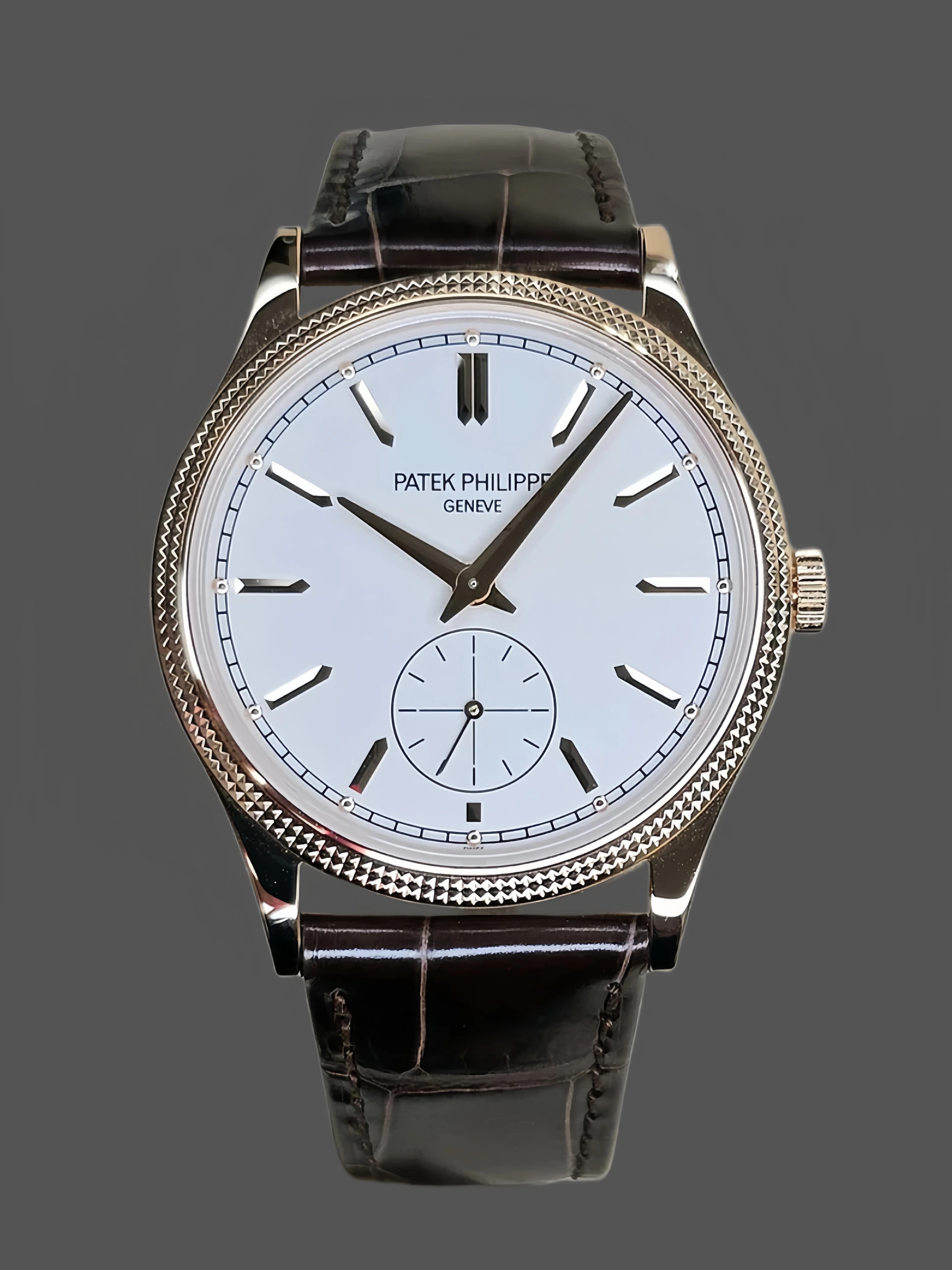Patek Philippe Calatrava Small Seconds White Dial Leather Strap 6119R 001 Watch — view 1