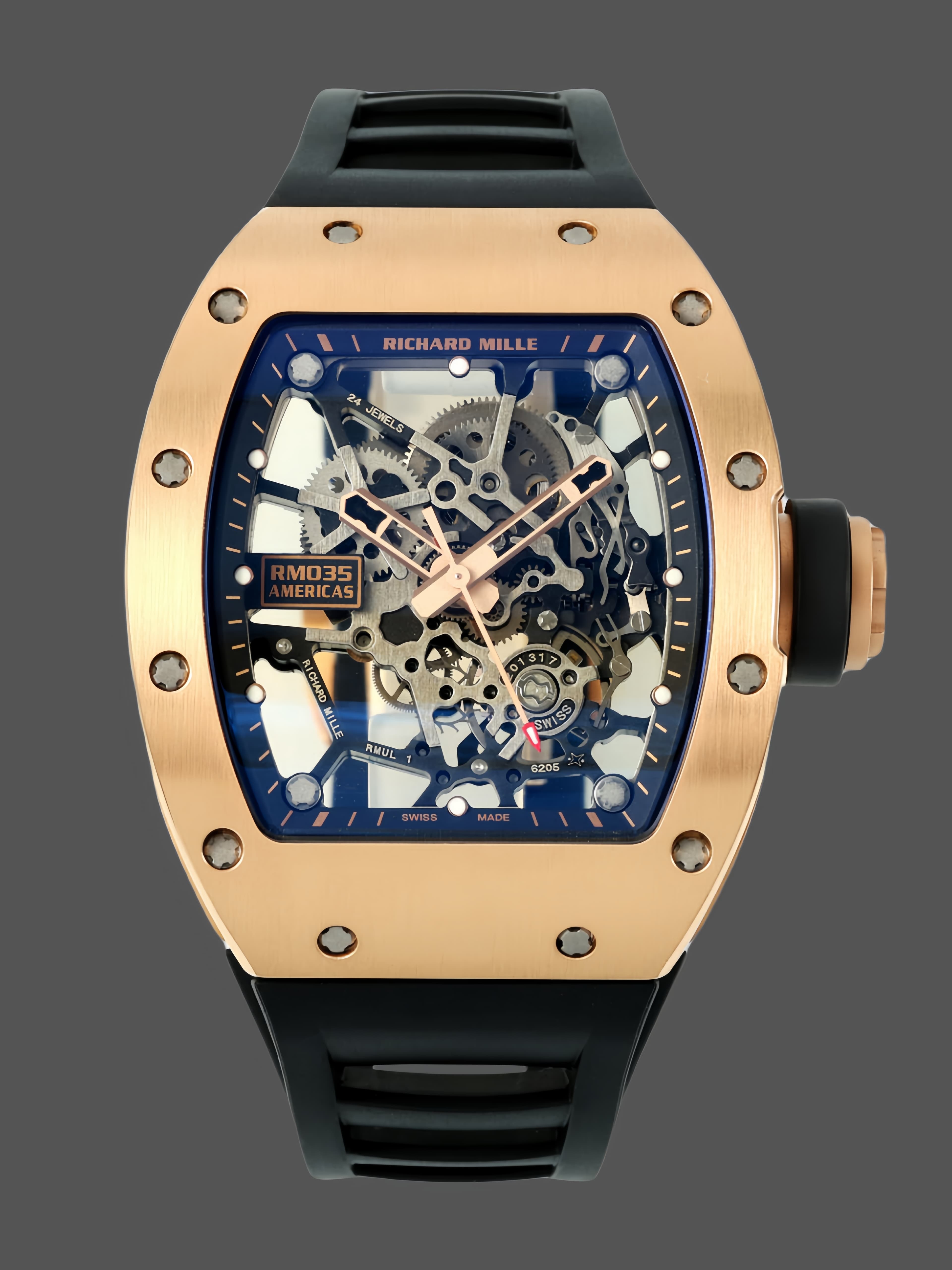 Richard Mille RM 035 Black Toro Nadal Rose Gold Replica Watch — view 1