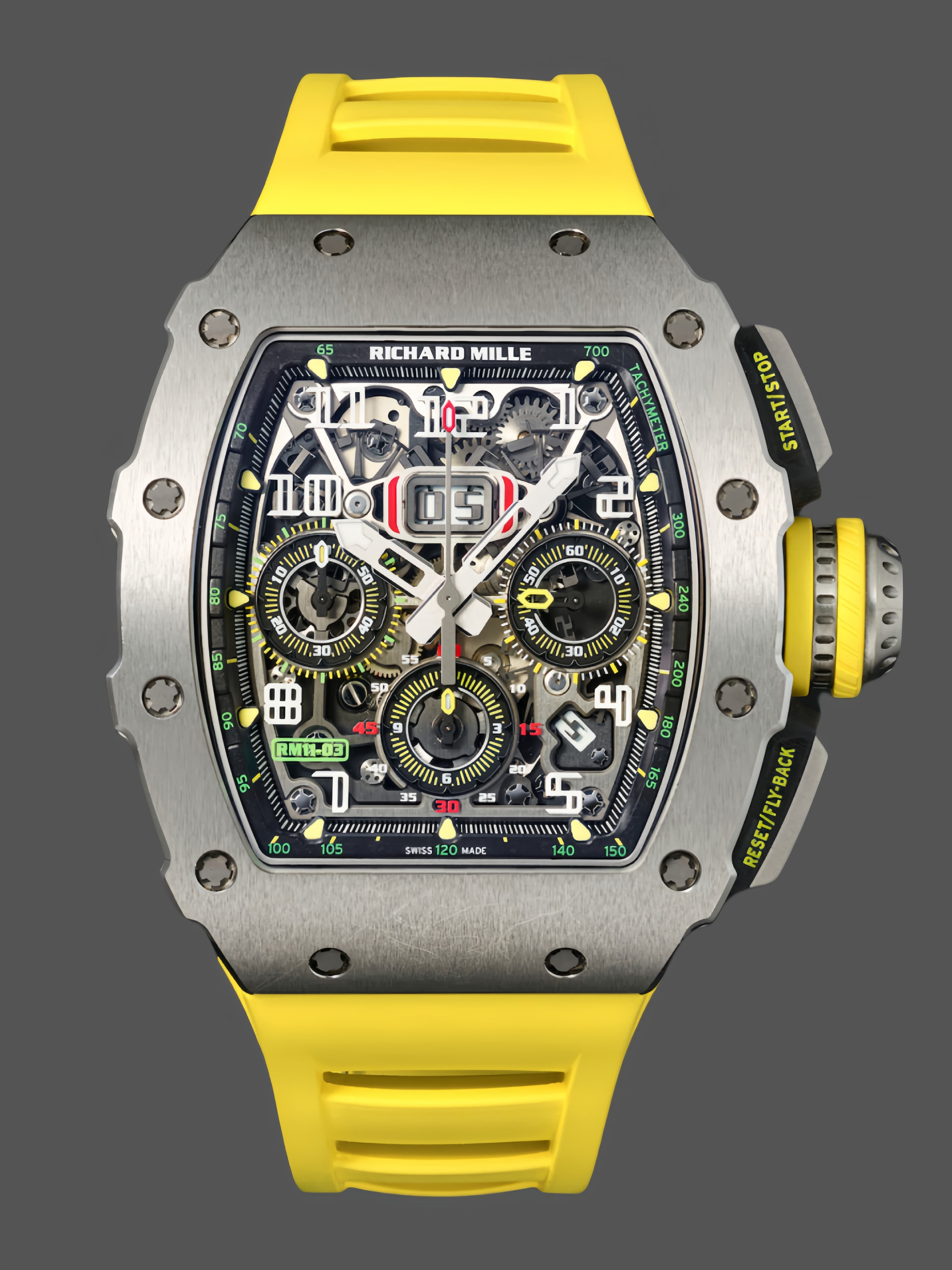 Richard Mille RM 11 03 Titanium Skeleton Dial Yellow Strap — view 1