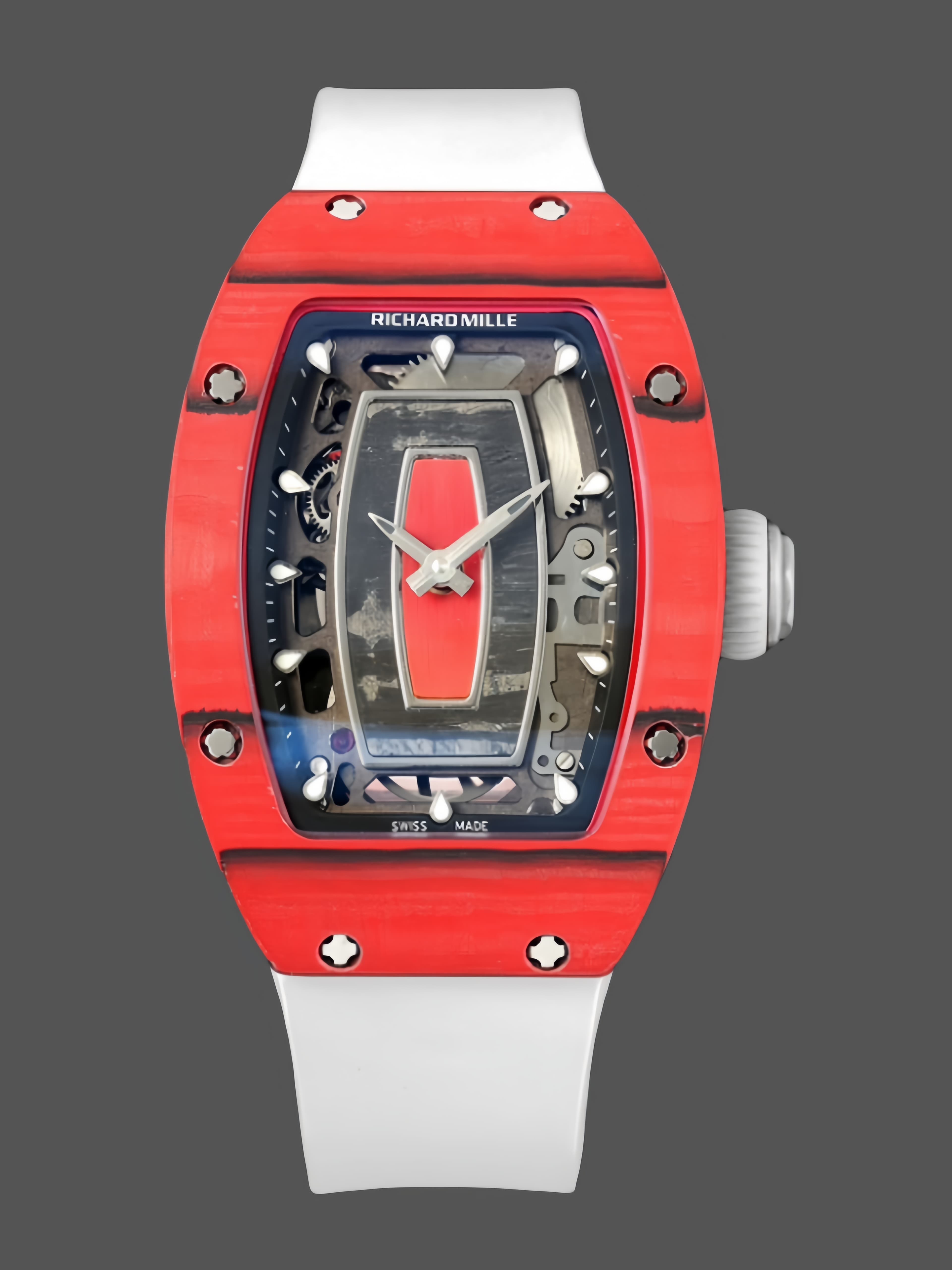 Richard Mille RM07-01 Racing Red Carbon White Rubber Strap 46mm Ladies Watch — view 1