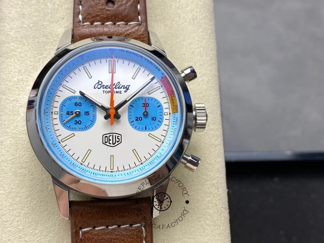 Breitling Top Time Deus L.E. 41MM White Dial Leather Strap A233112A1A1X1 Replica — view 1