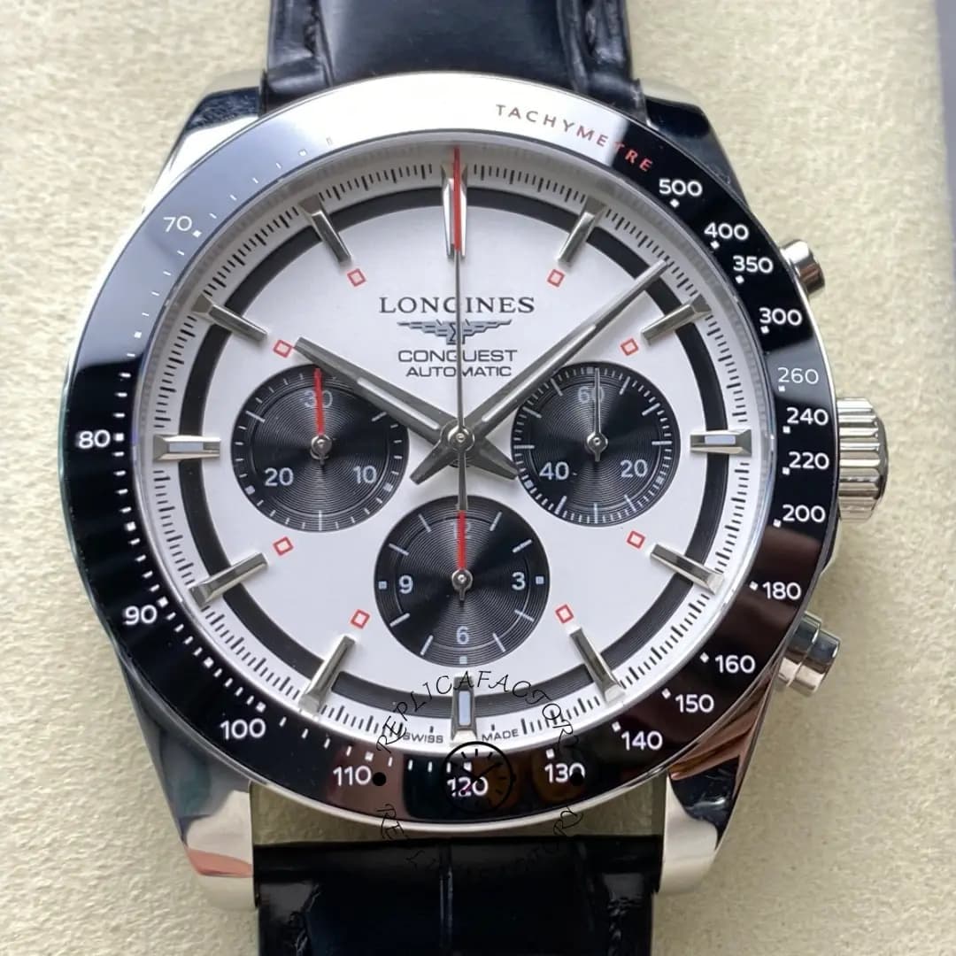 Longines L3.835.4.72.6 Conquest Chronograph 42 1:1 Clone Steel Watch — view 1