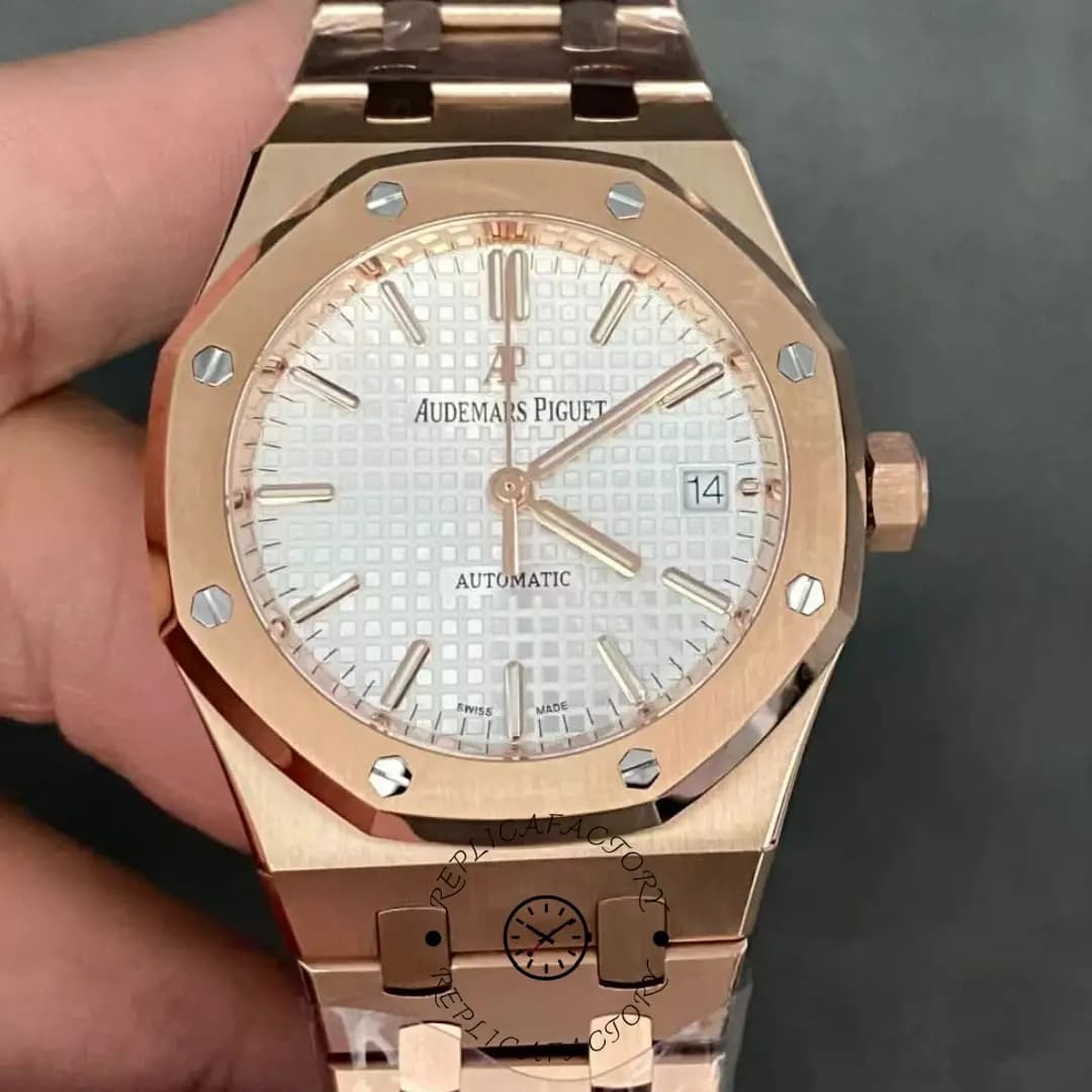 AP Royal Oak Replica Rose Gold 37mm 15450OR.OO.1256OR.01 Silver Dial — view 1
