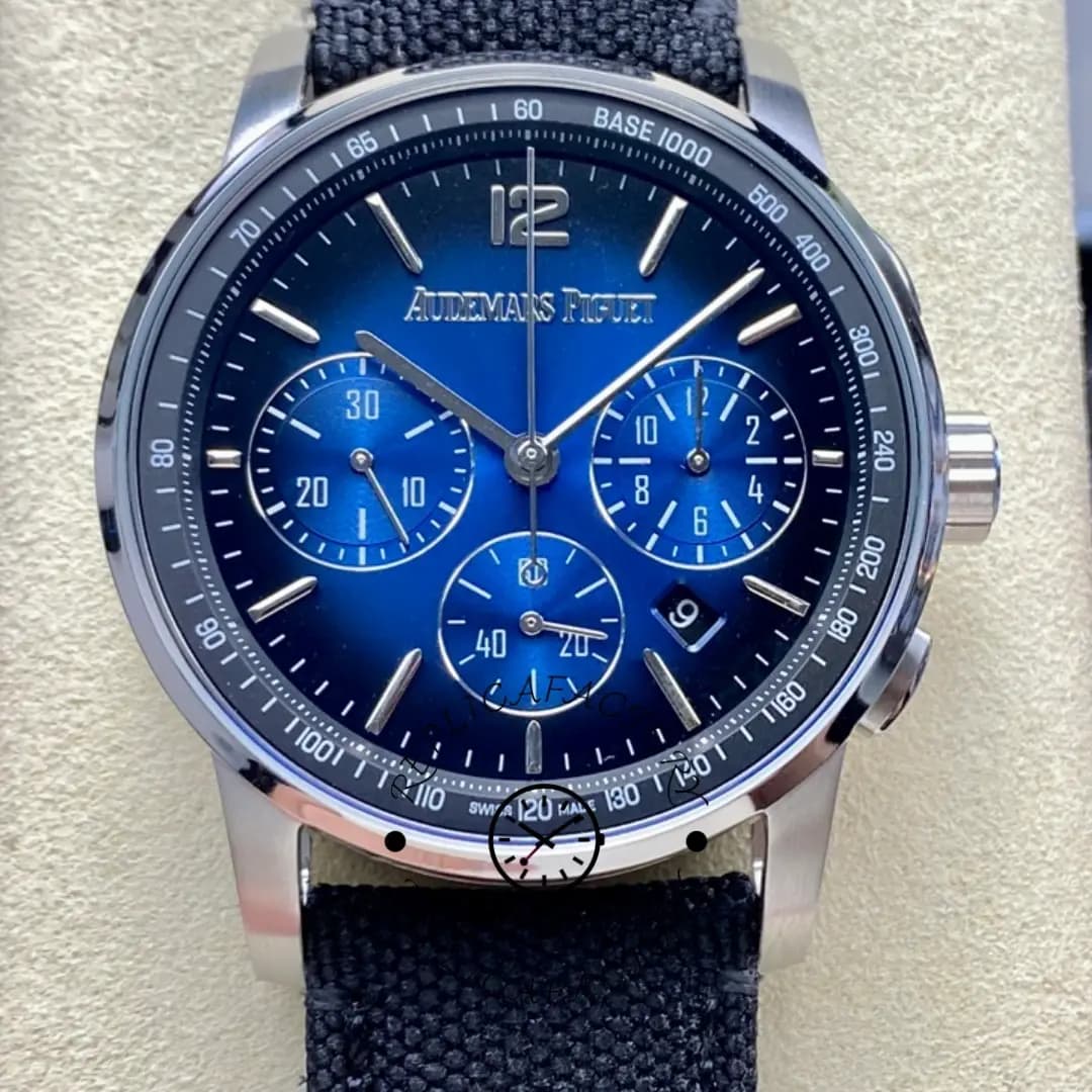 AP CODE 11.59 Smoked Blue Dial 1:1 Clone 26393BC.OO.A002KB.01 Nylon Strap — view 1