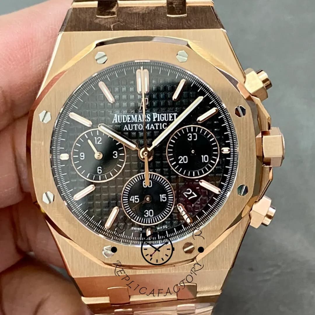 AP Royal Oak 26320OR.OO.1220OR.01 Chronograph Black Dial Replica Rose Gold — view 1