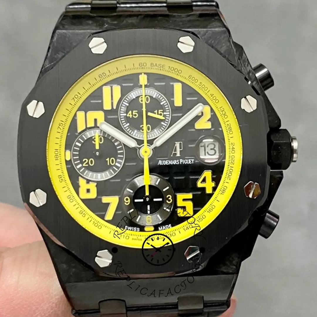 Luxury Replica AP Royal Oak Offshore 42 BumbleBee 26176FO.OO.D101CR.03 Leather Strap — view 1