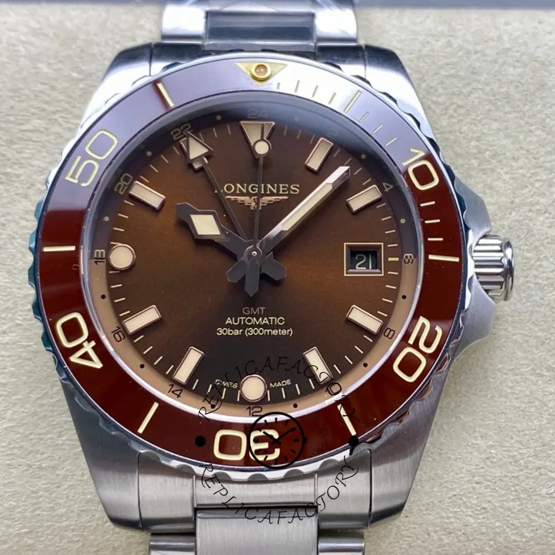 Longines 1:1 Clone HydroConquest GMT 41 Automatic L3.790.4.66.6 Brown Dial — view 1