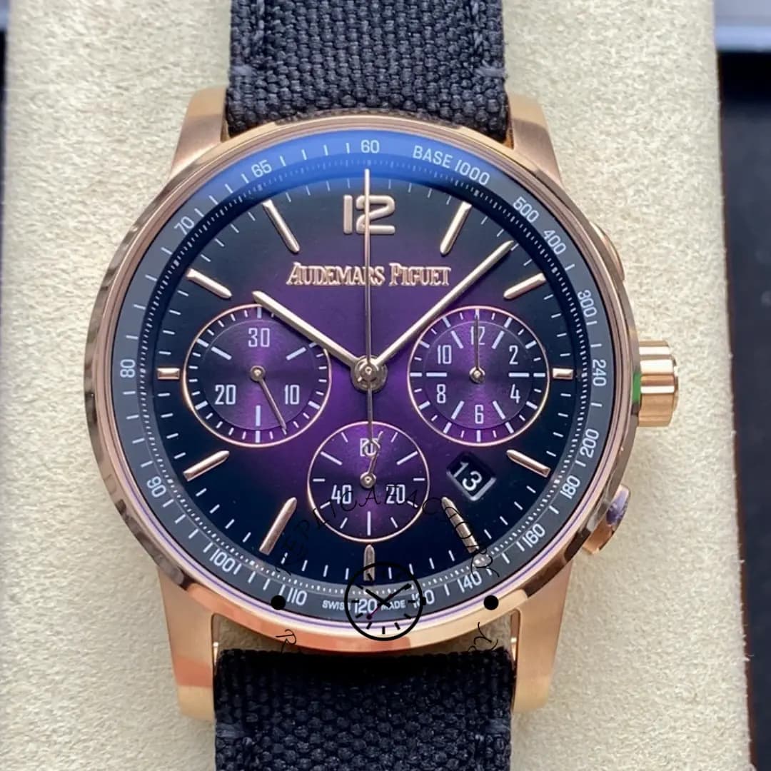 Replica AP 26393OR.OO.A002KB.02 CODE 11.59 Chronograph Smoked Purple Nylon Strap — view 1