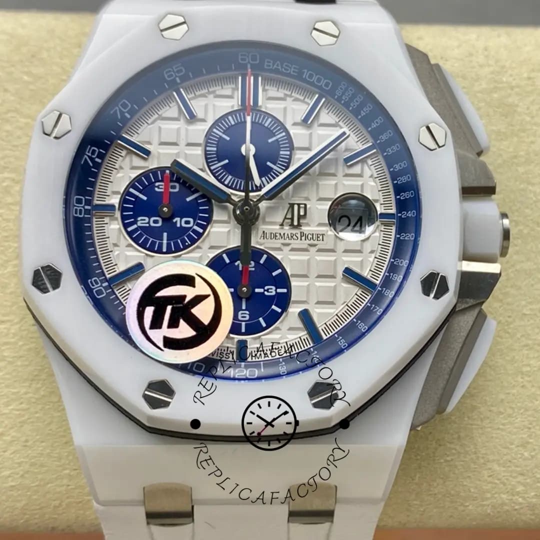 AP Royal Oak Offshore Replica Men's Watch 26402CB.OO.A010CA.01 White Rubber Strap — view 1