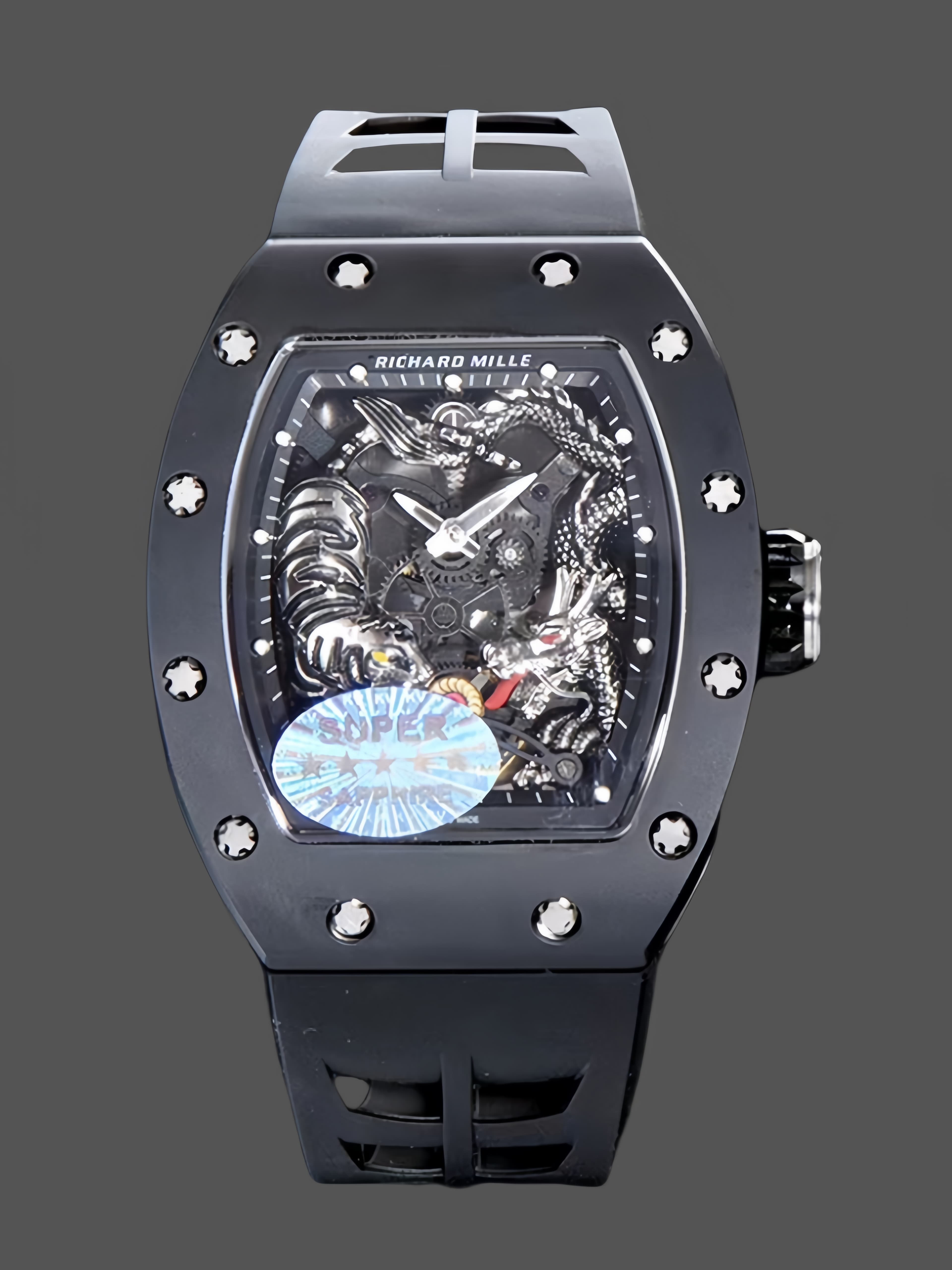 Richard Miller RM 057 NTPT Carbon Fiber Black Rubber Strap — view 1