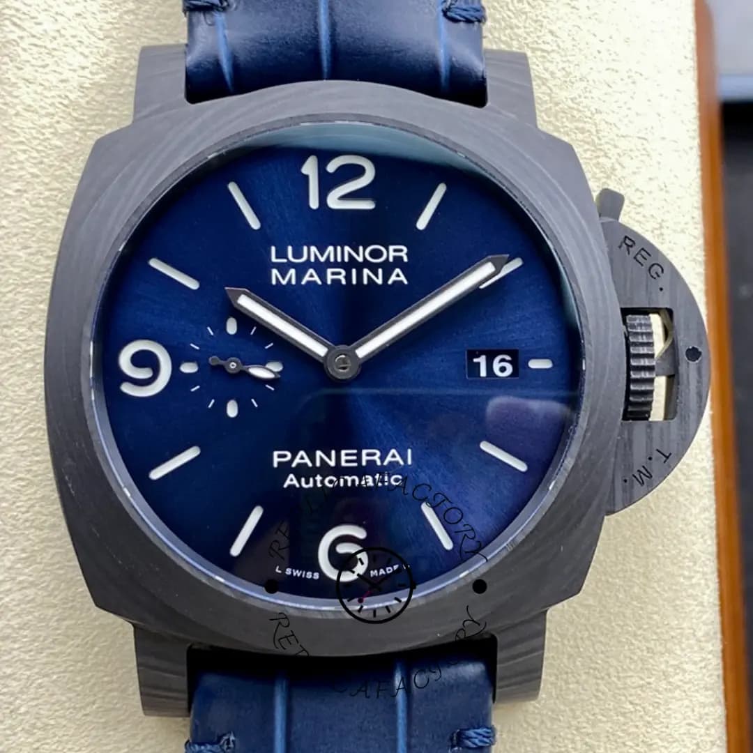 Replica Panerai PAM01664 Luminor Marina 3 Days Blue Dial 44MM Carbon Case — view 1