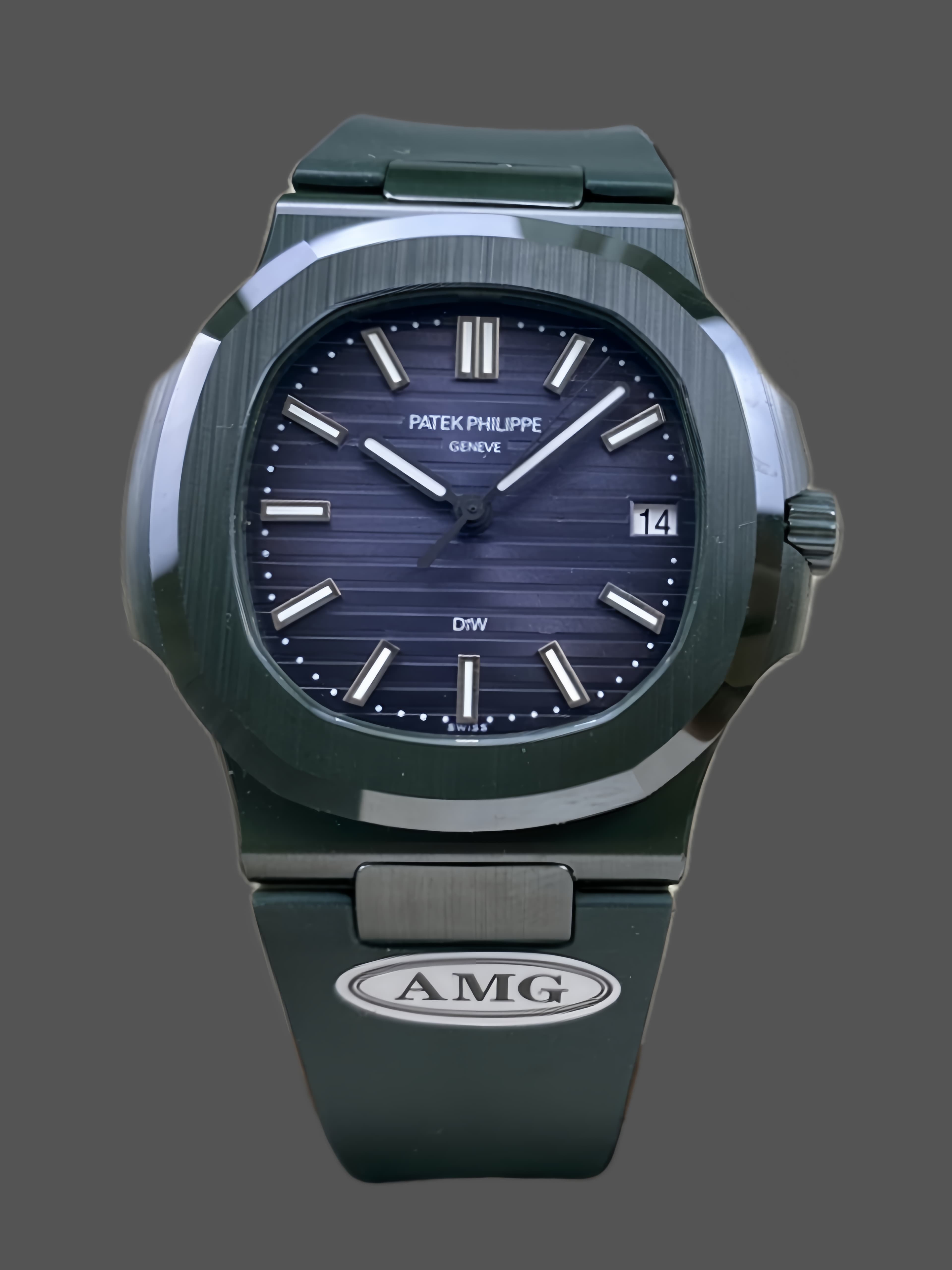 Patek Philippe Nautilus Green Rubber Blue Dial 5711 40MM Watch — view 1