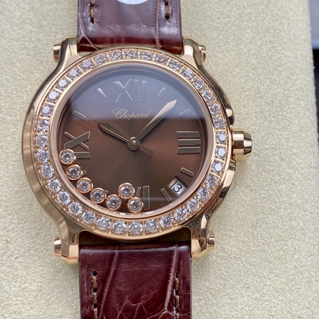 Chopard Happy Sport Diamond Bezel Brown Quartz 278475-3037 — view 1