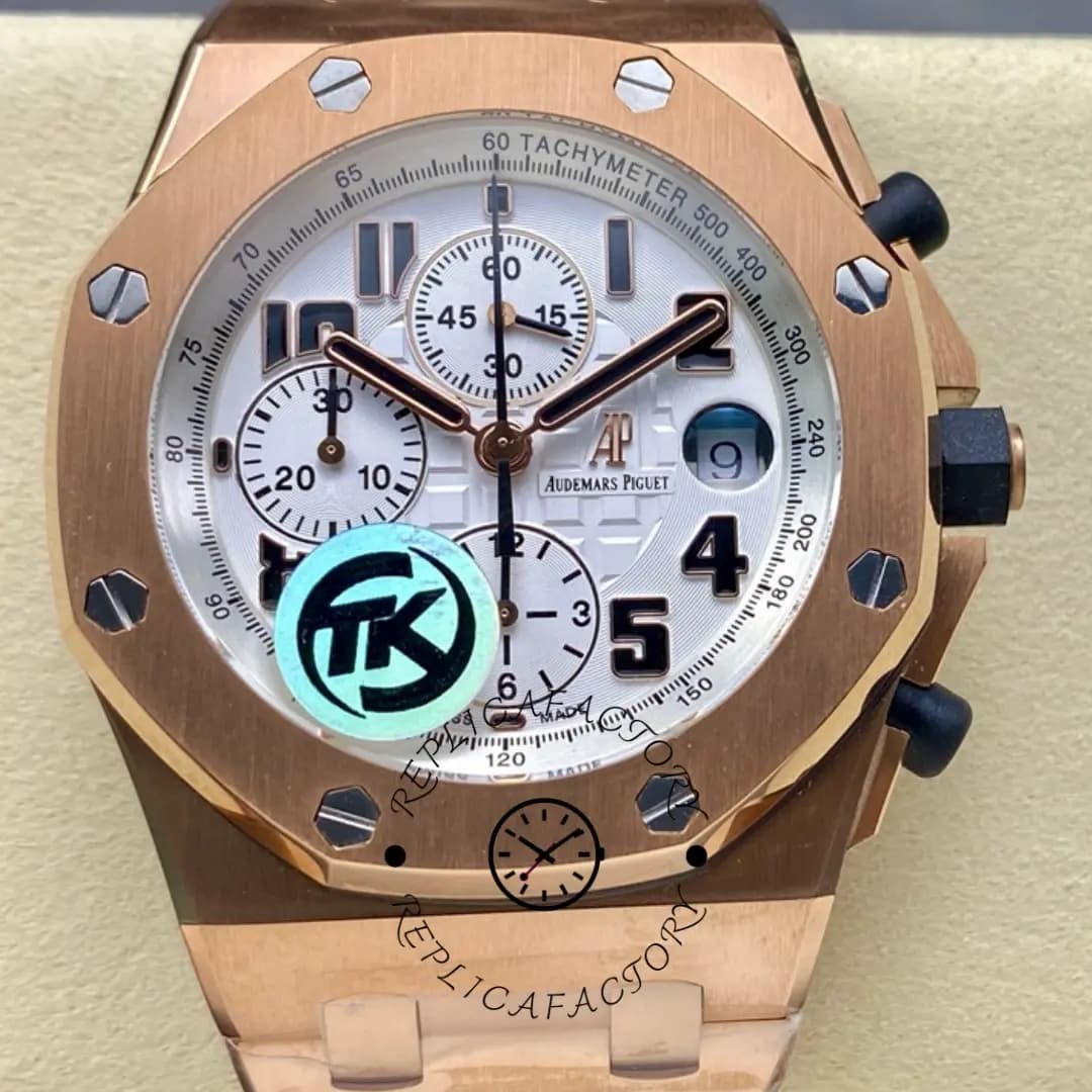 Replica AP Royal Oak Offshore 42MM White Dial 26170OR.OO.1000OR.01 Rose Gold — view 1