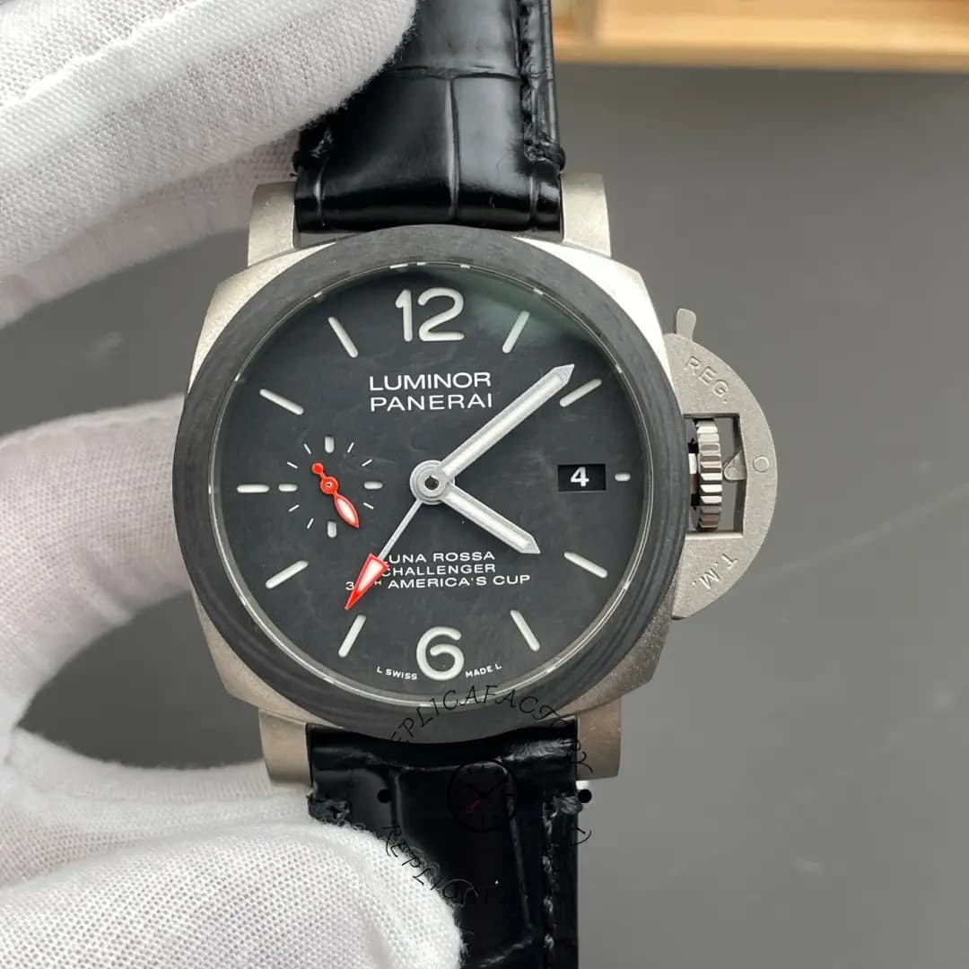 Panerai Luminor Marina 1950 PAM01096 Luna Rossa GMT Replica Titanium 42 Black Dial — view 1