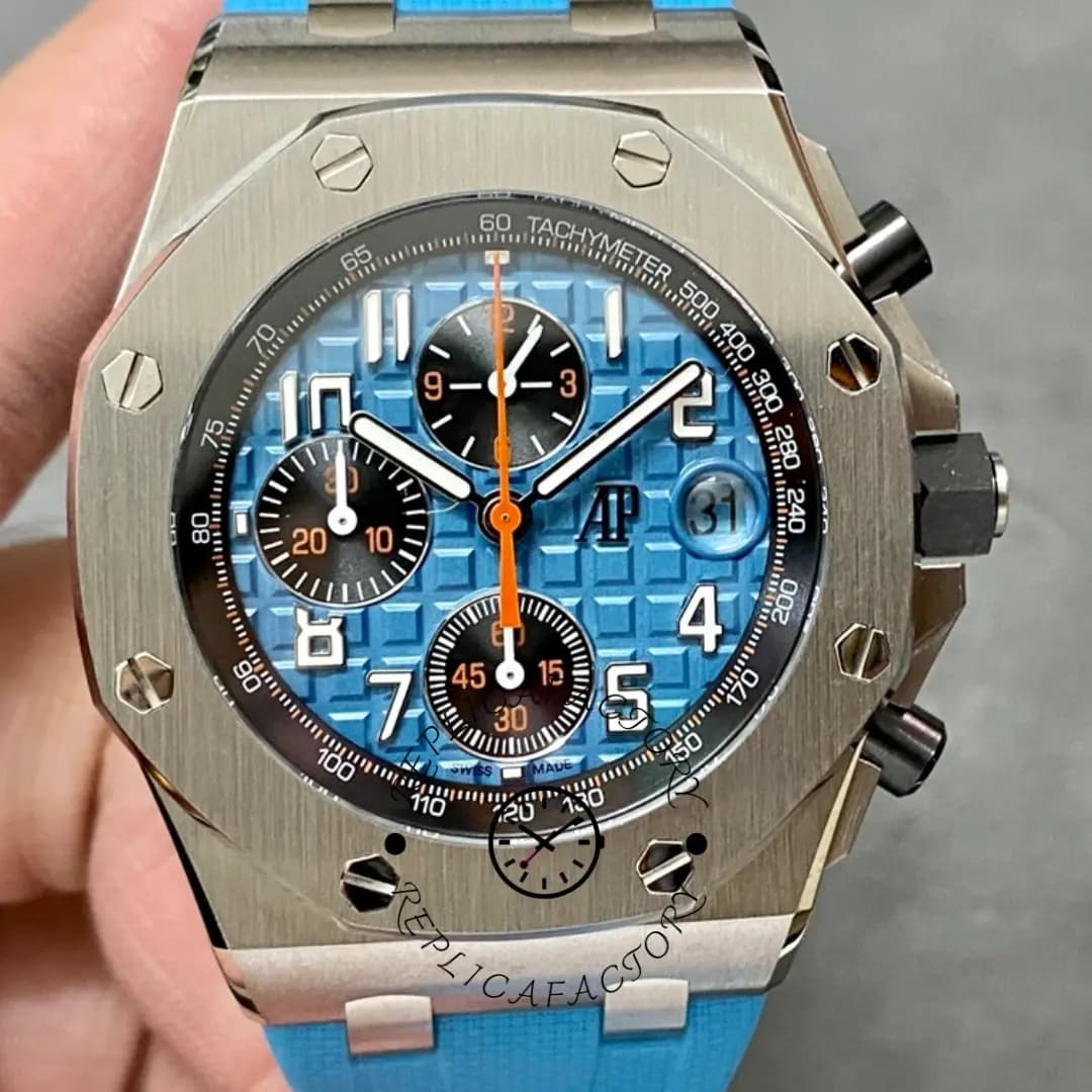 1:1 Clone AP Royal Oak Offshore Light Blue Dial 26238ST.OO.A340CA.01 Rubber Strap — view 1