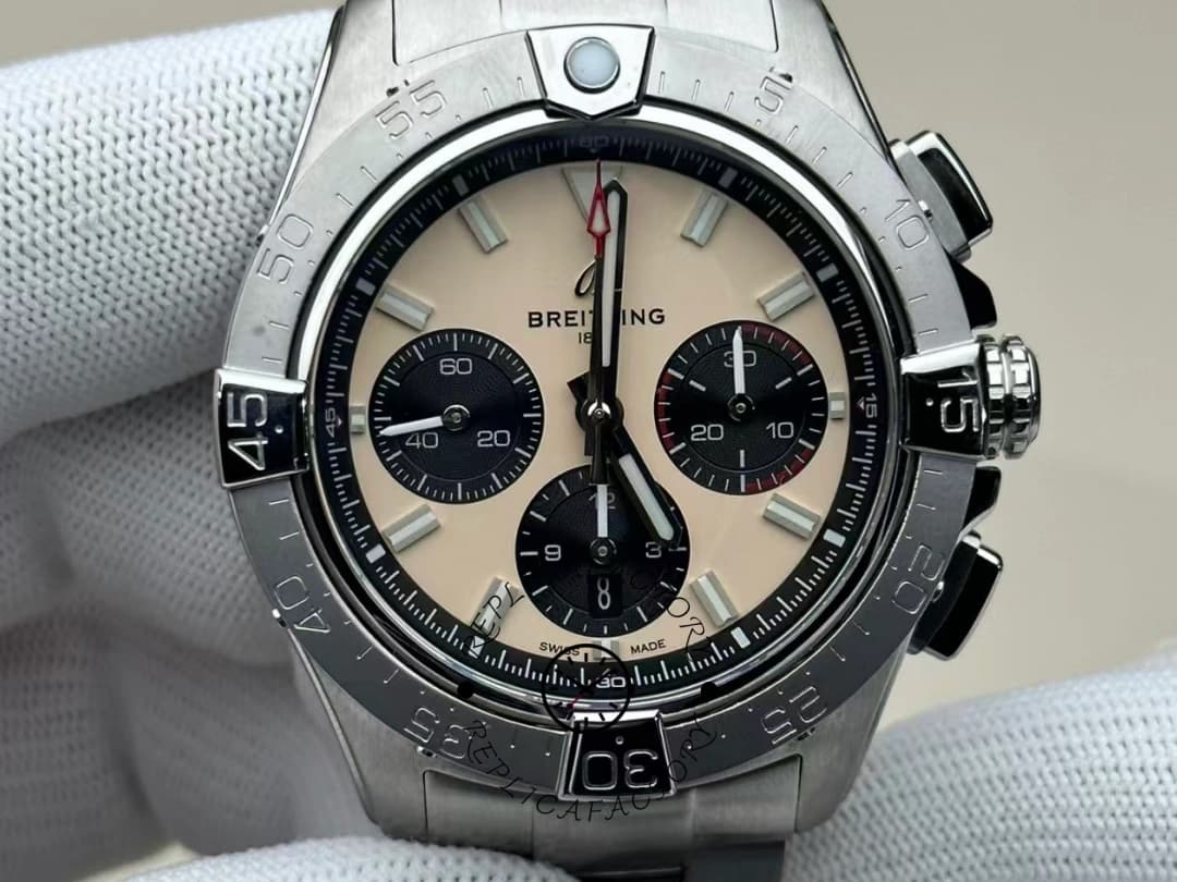 Replica Breitling Avenger B01 Chronograph Auto 44mm Beige Dial Watch AB0147101A1A1 — view 1