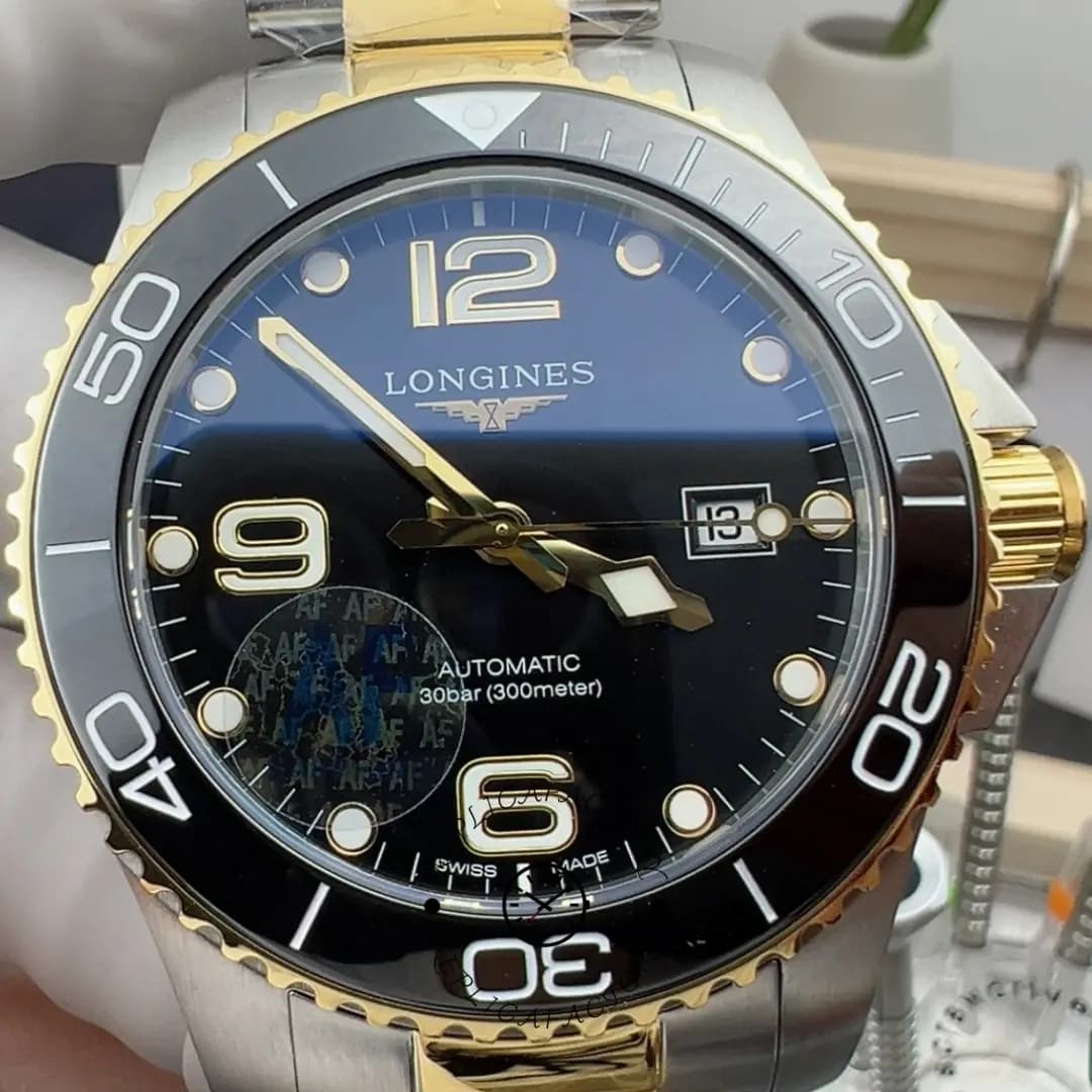 1:1 Clone Longines L3.782.3.56.7 HydroConquest Two-Tone Black Automatic — view 1