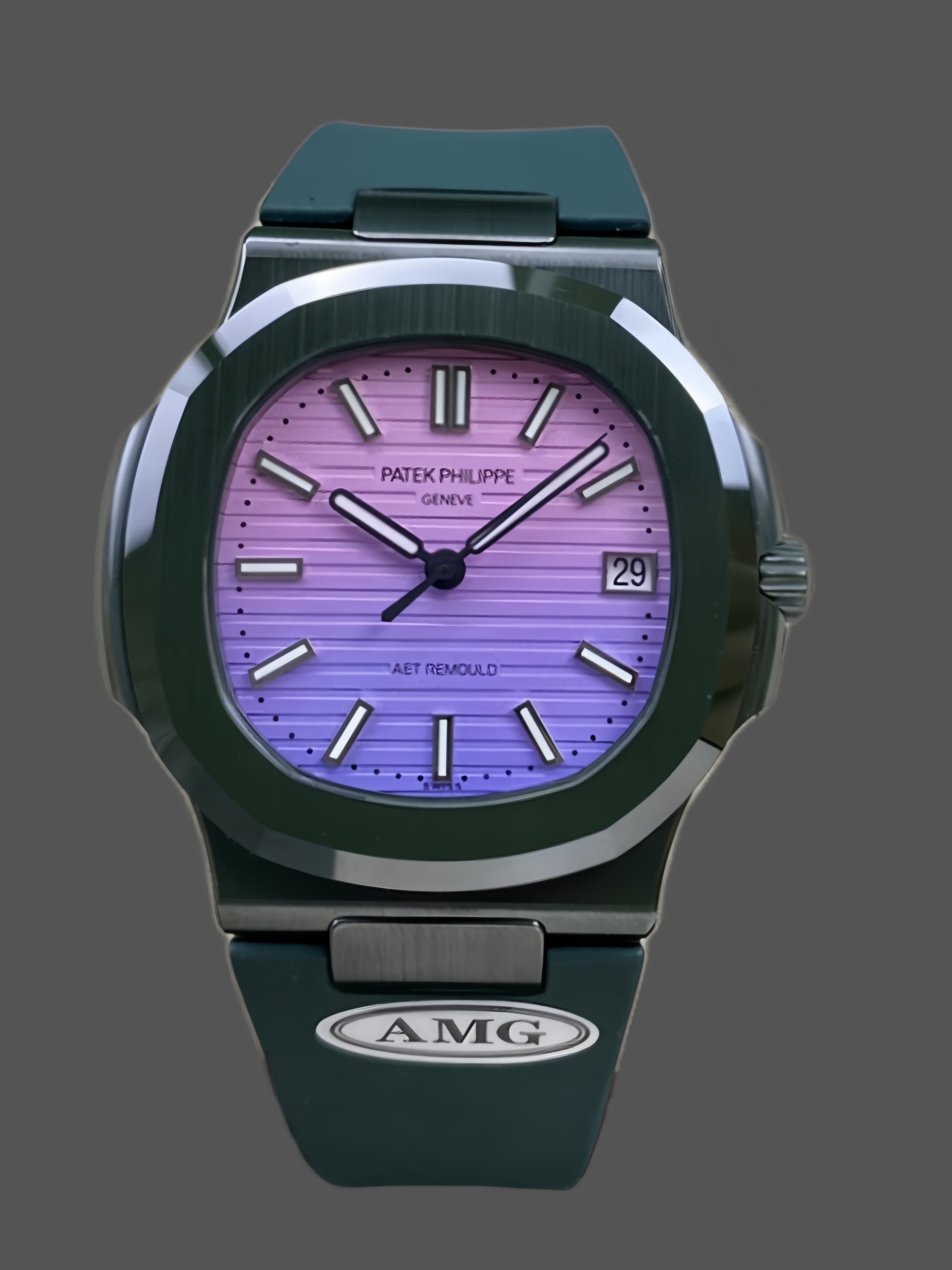 Patek Philippe Nautilus Green Rubber Purple Dial 5711 40MM Watch — view 1