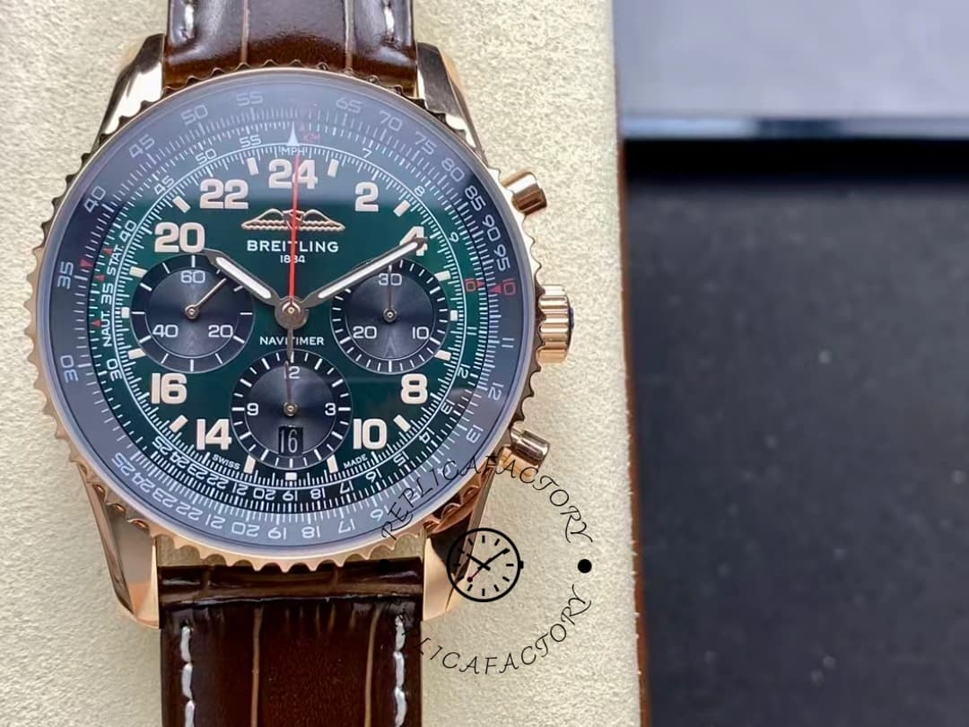 Breitling Navitimer B12 Chronograph 41 RB12302A1L1P1 Brown Strap Replica — view 1