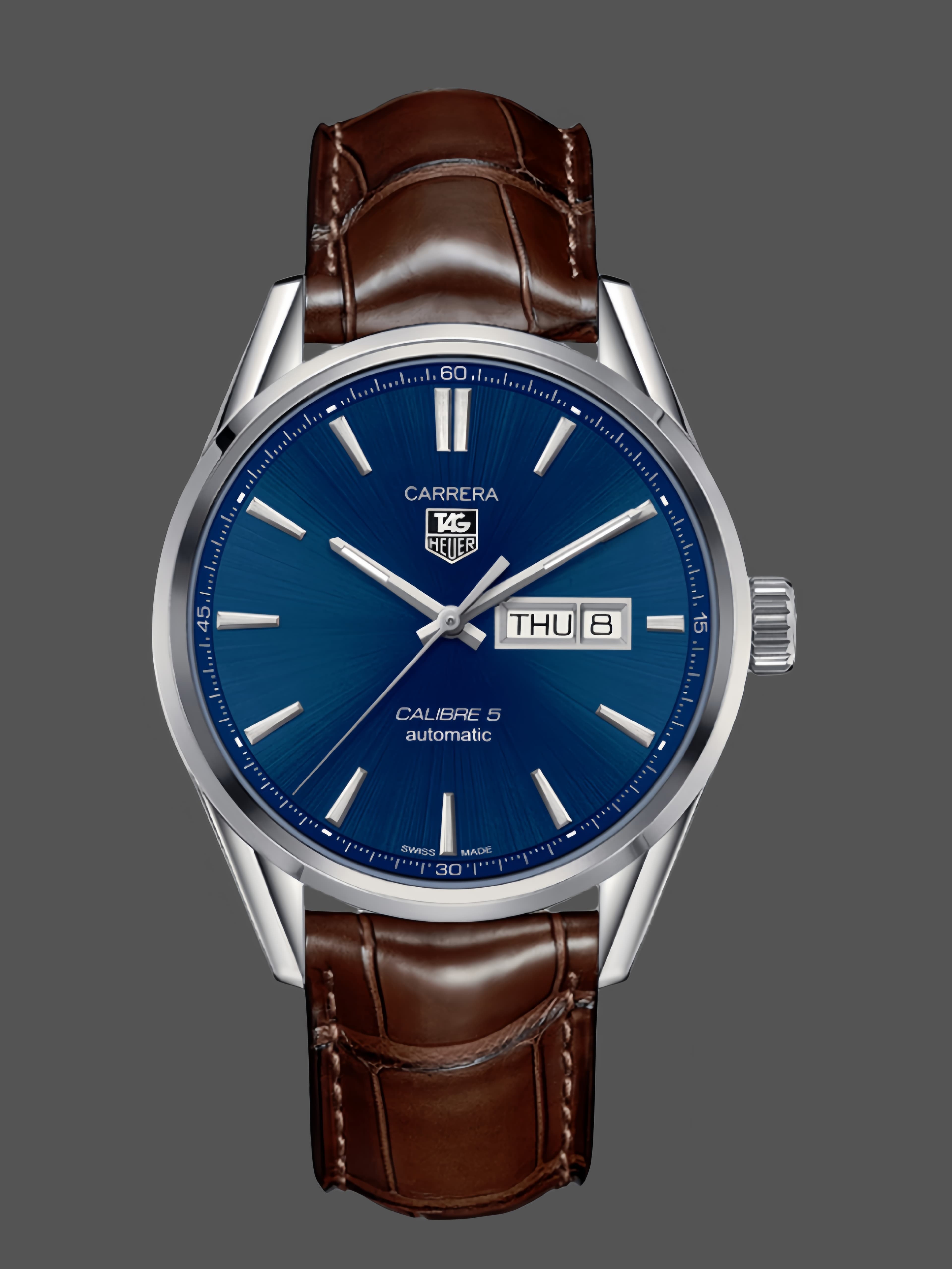TAG Heuer Carrera Calibre 5 Day Date Blue Dial WAR201E.FC6291 — view 1