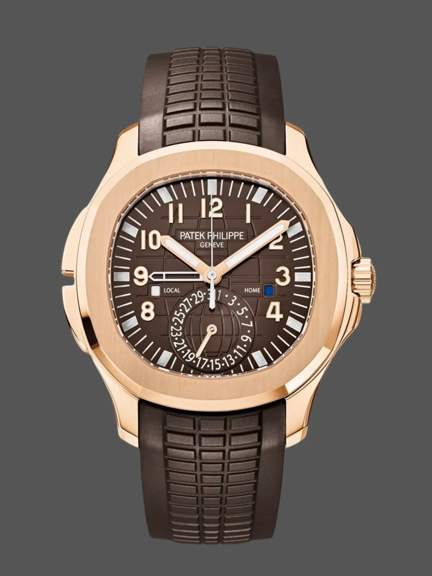 Replica Patek Philippe Aquanaut 5164R 001 Travel Time Rose Gold Mens Watch — view 1