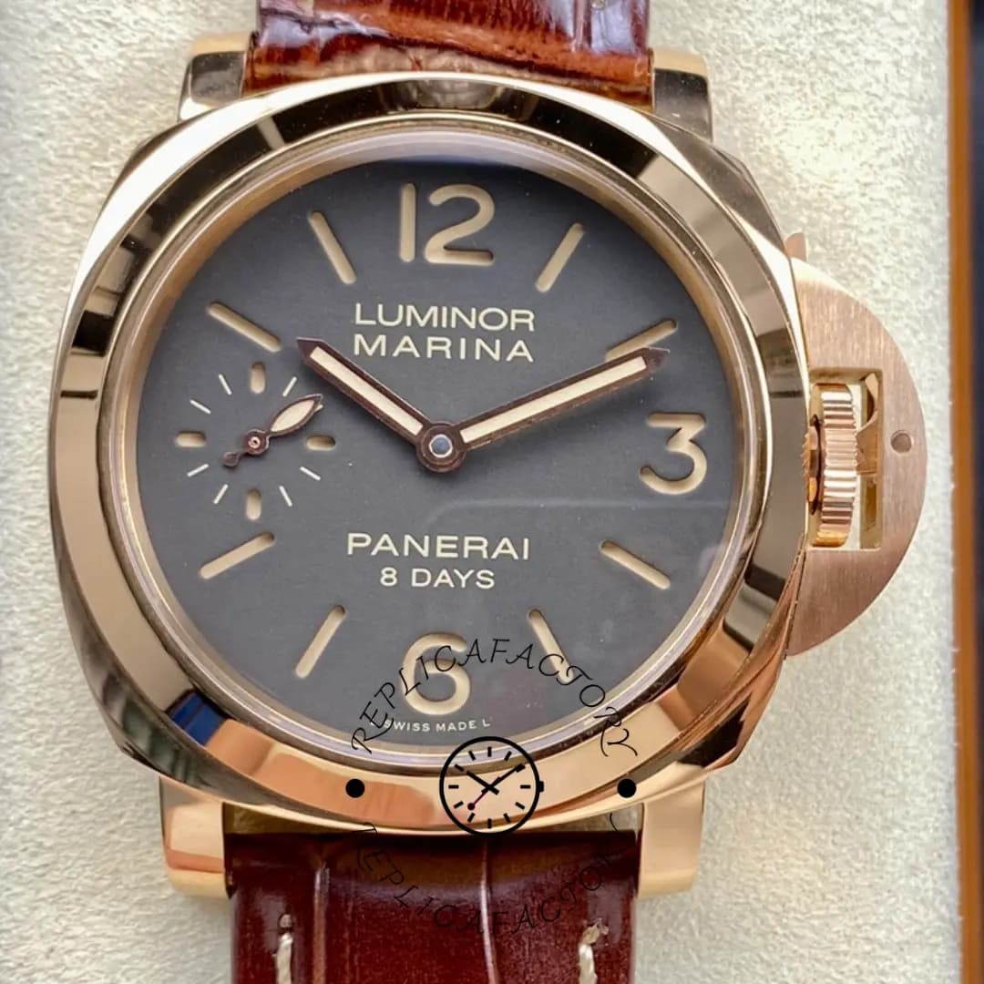 Panerai Luminor Marina PAM00511 1:1 Clone 8 Days 44mm Rose Gold Brown Dial — view 1