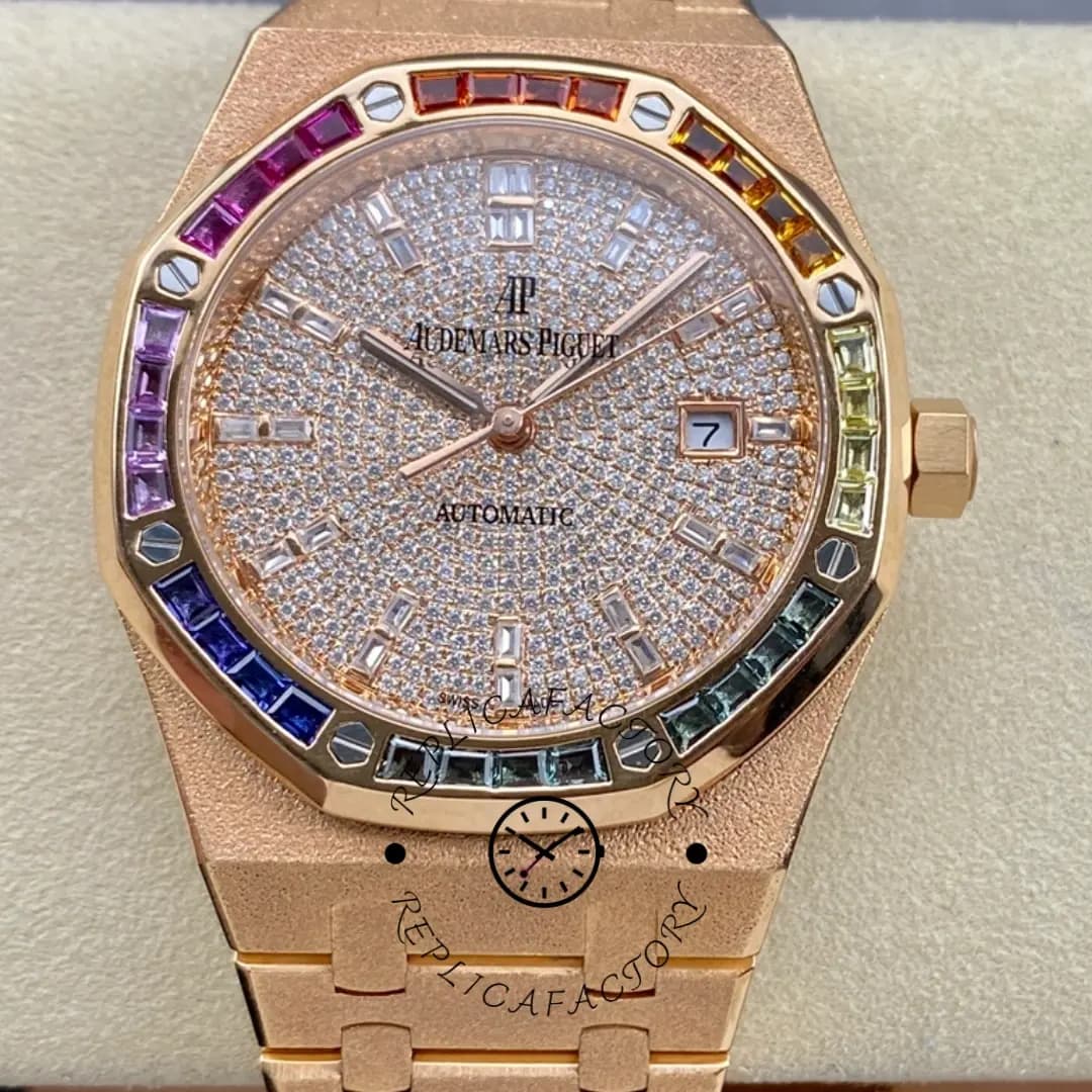 AP Royal Oak Rainbow Bezel 15413OR.YY.1220OR.01 Replica Diamond Dial — view 1