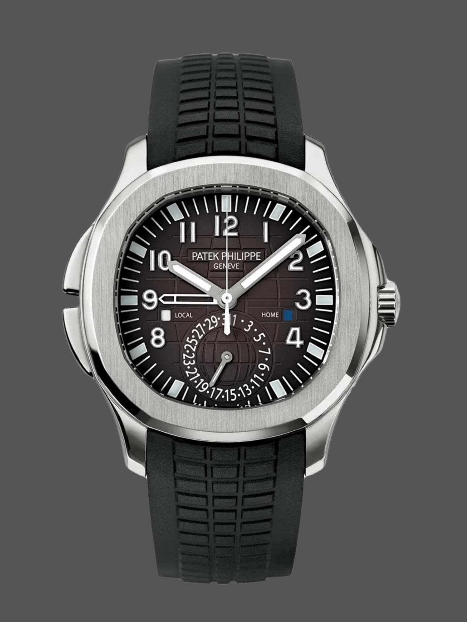 Replica Patek Philippe Aquanaut 5164A 001 Stainless Steel Dual Time 40.8mm Mens Watch — view 1