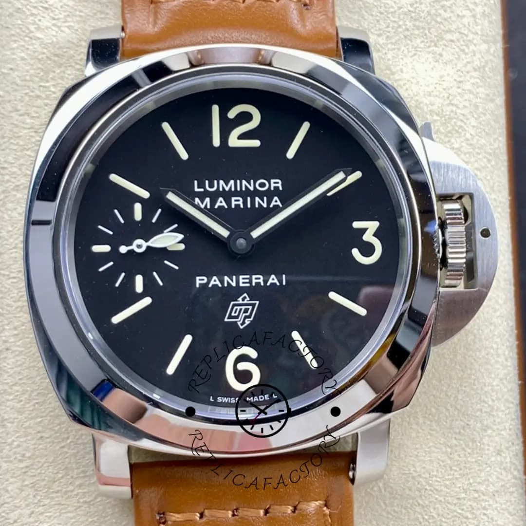 Panerai PAM00005 Luminor Marina Replica Logo Tan Strap Manual Men's Watch — view 1