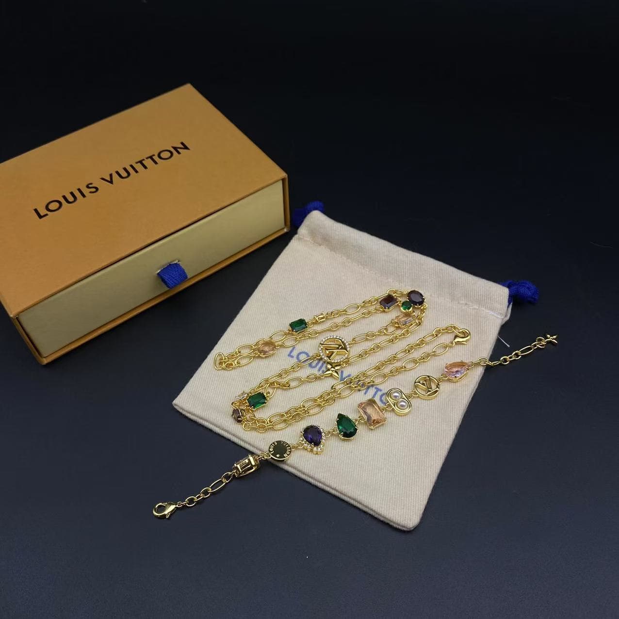 Gemstone necklace bracelet — view 1