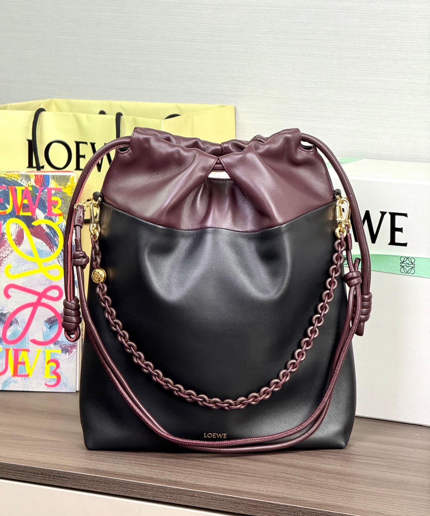 Flamenco Purse Tote — Black and Burgundy — view 1