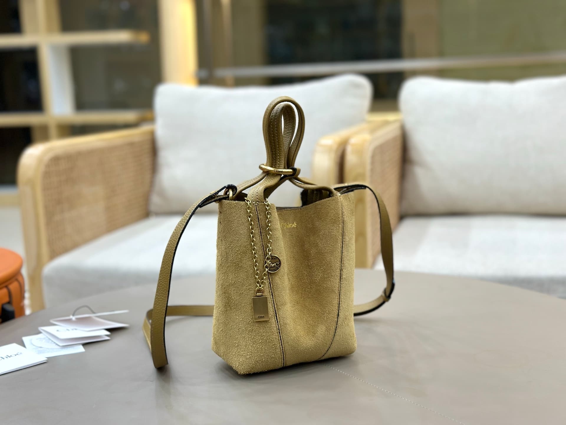 Spin Suede Tote — Camel — view 1