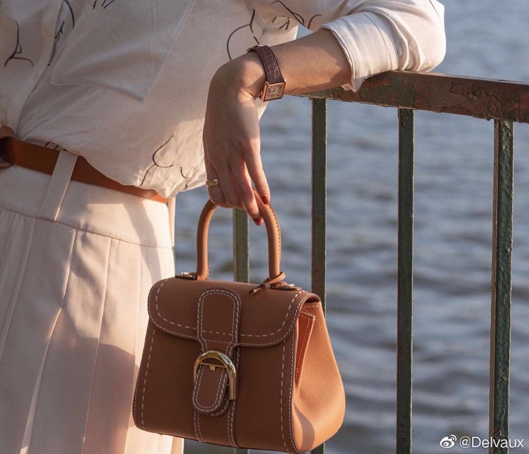 Brillant 20 Contrast-Stitch Bag — Caramel — view 1